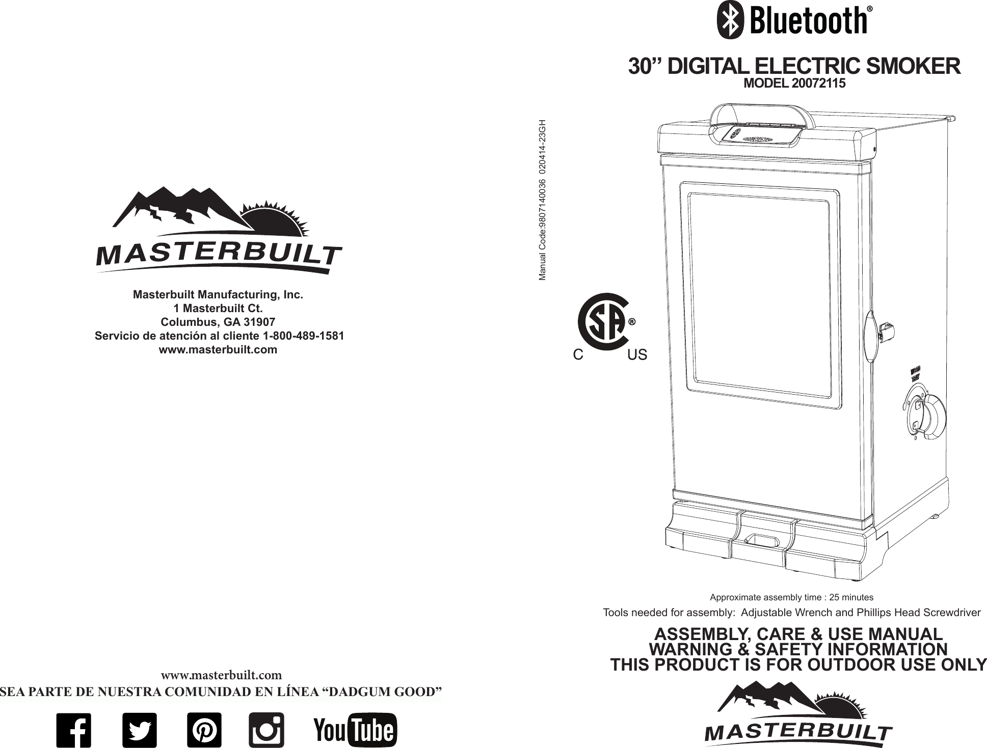 Masterbuilt 30 Electric Smokehouse User Manual